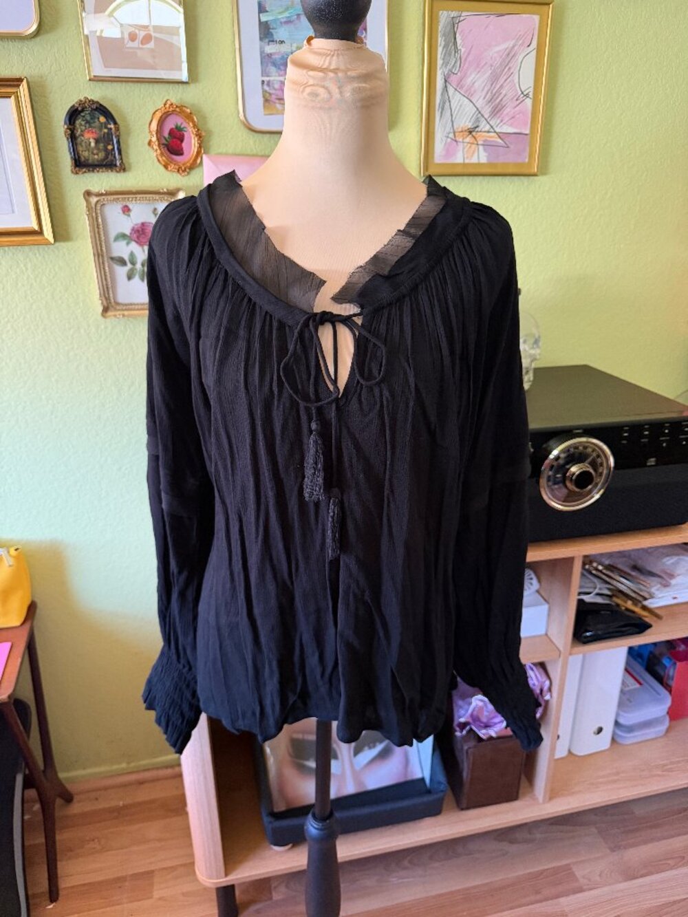Girl Soul Black Peasant Top NWT 2X